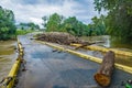 Massive River Debris on the Low Bridge, Roanoke River, Roanoke, VA, USA